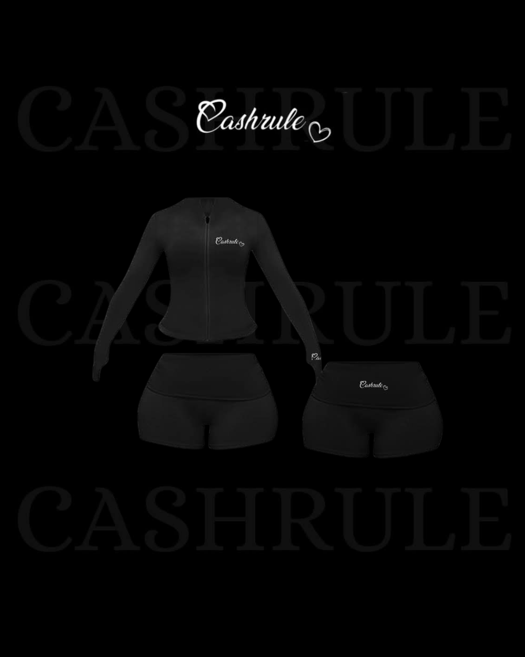 Cashrule Black Jacket Short Set