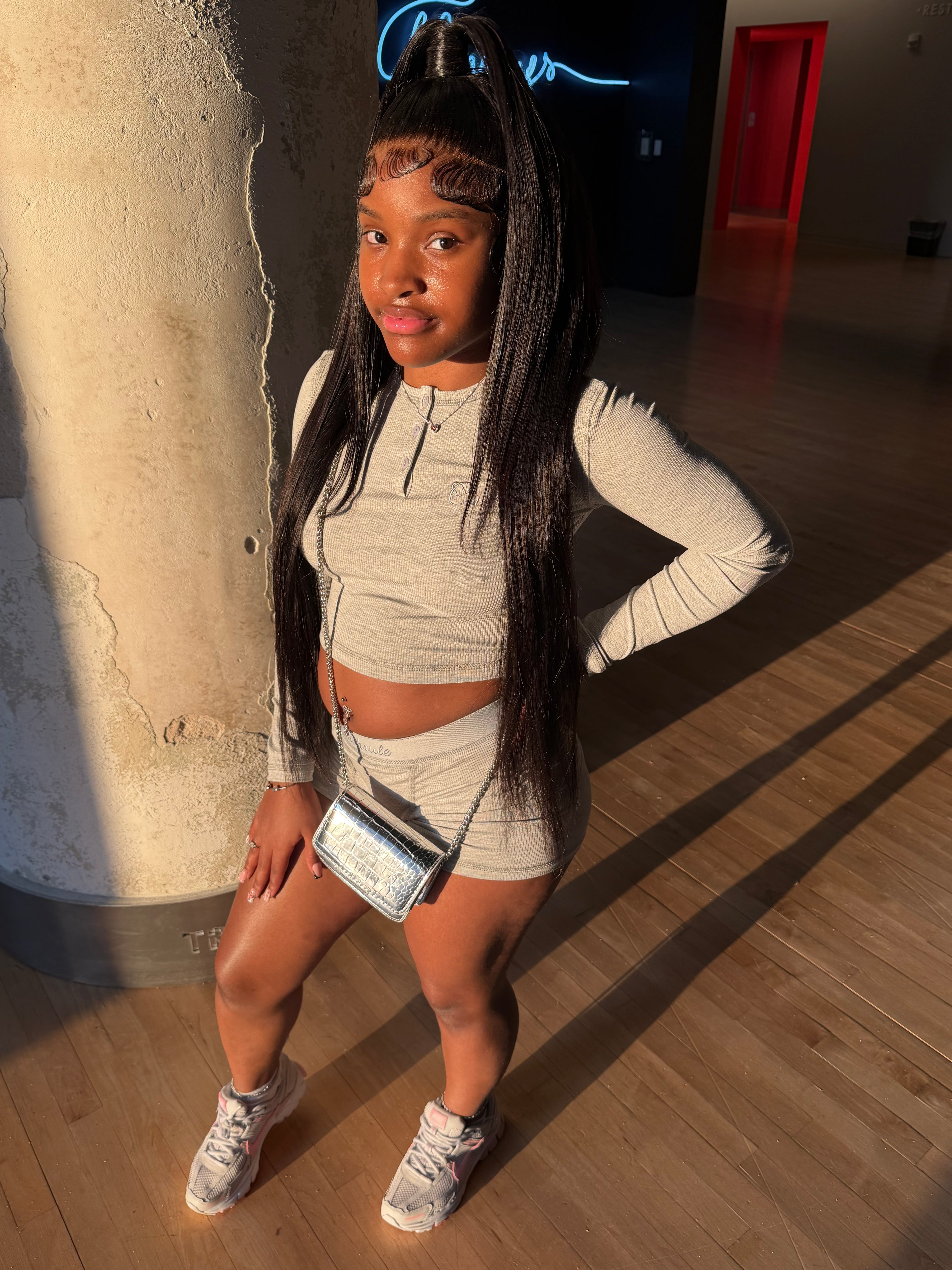 Cashrule Gray Long Sleeve Short Set