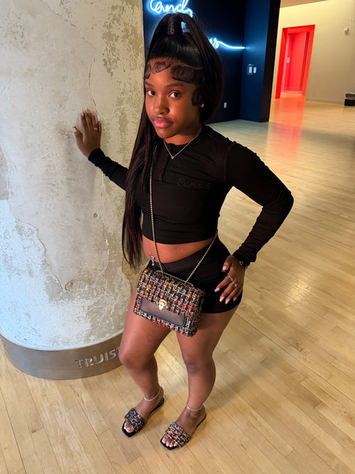 Cashrule Black Long Sleeve Short Set