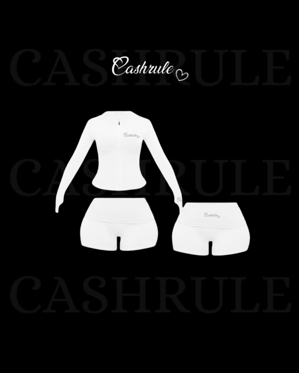Cashrule White Jacket Short Set
